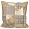 Couture Nat Hide Gold Patchwork 20" Square Throw Pillow