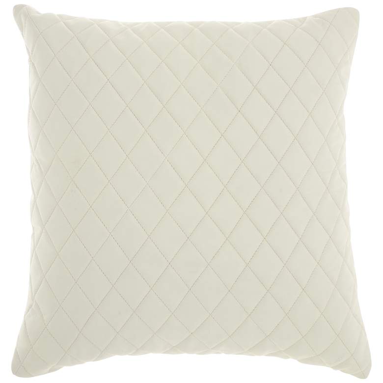 Image 1 Couture Nat Hide Ivory Leather 20 inch Square Throw Pillow