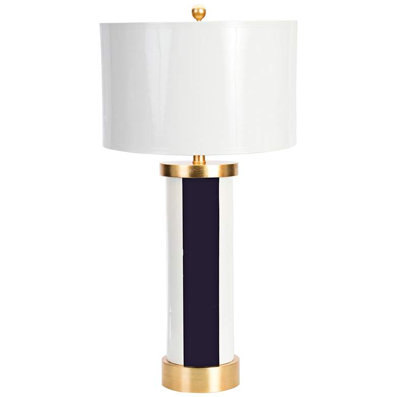 Image 1 Couture Newport White and Indigo Blue Stripe Table Lamp