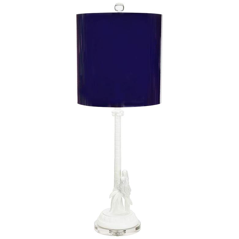 Image 1 Couture Parrot + Palm Gloss White and Indigo Table Lamp