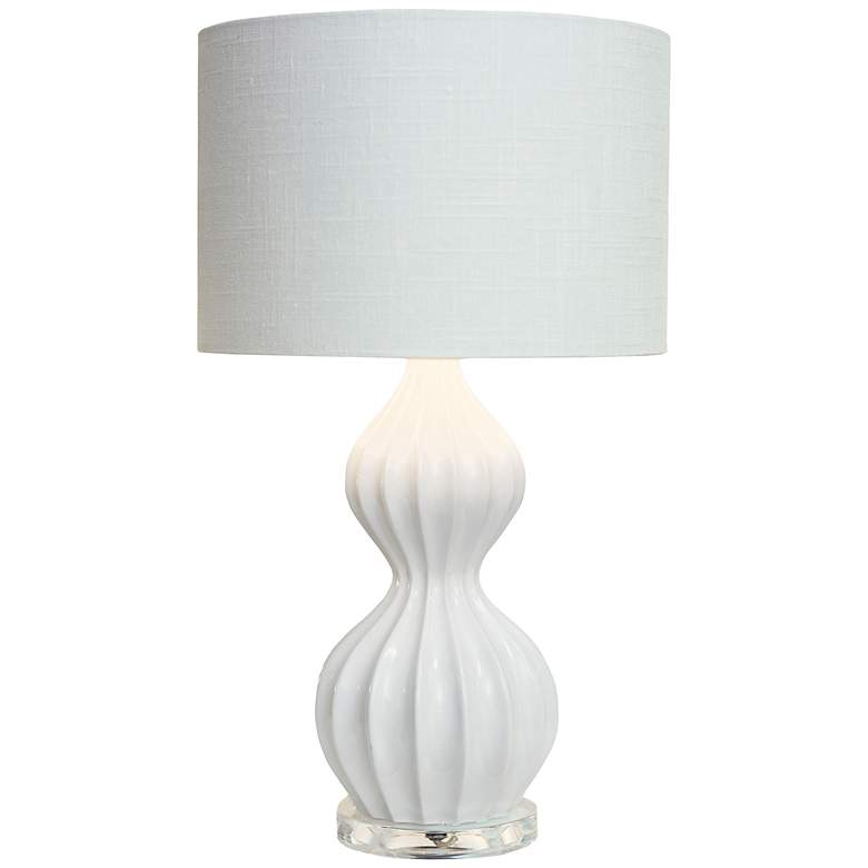 Image 1 Couture Peanut Ribbed Glossy White Accent Lamp