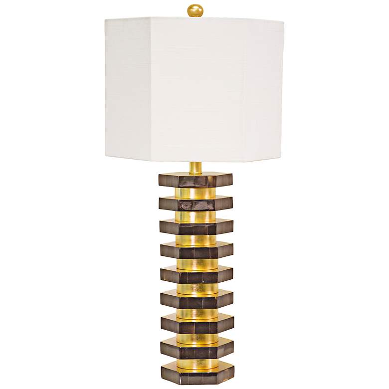 Image 1 Couture Presidio Hexagon Natural Buffalo Horn Table Lamp