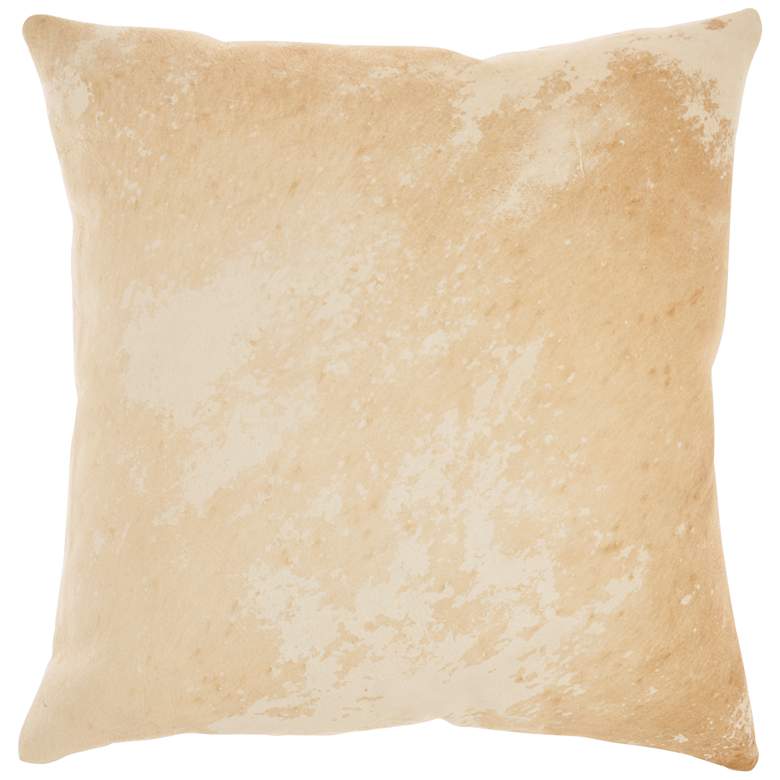 Image 2 Couture Rug Beige Cowhide Leather 20" Square Throw Pillow