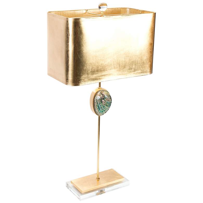 Image 1 Couture Sausalito Green Abalone and Gold Leaf Table Lamp