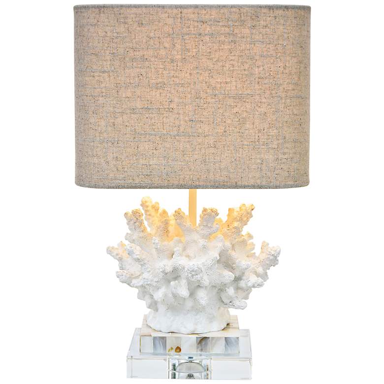Image 1 Couture Wayfarer 17 inchH Coral Mother of Pearl Accent Lamp