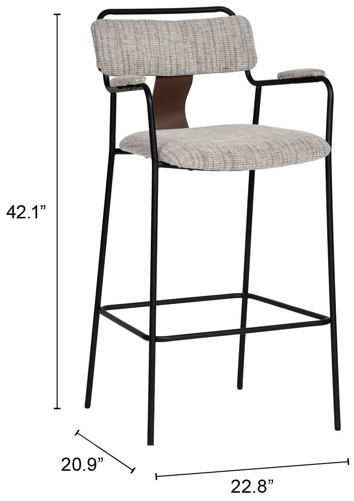 Couva Barstool (Set of 2) Gray Tweed