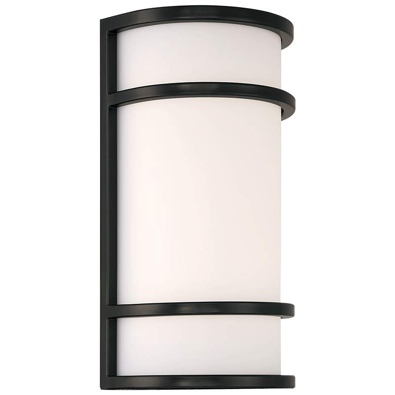 Image 1 Cove 12 inch High Black Dual Voltage LED Outdoor Wall Mount with Acrylic L