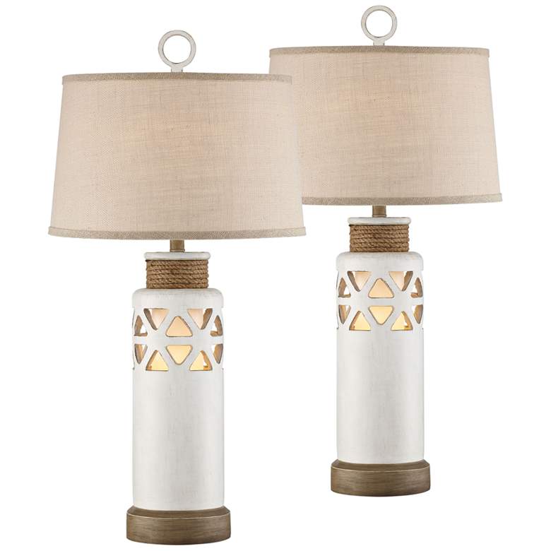 Image 1 Cove Bay Antique White Night Light Table Lamps Set of 2