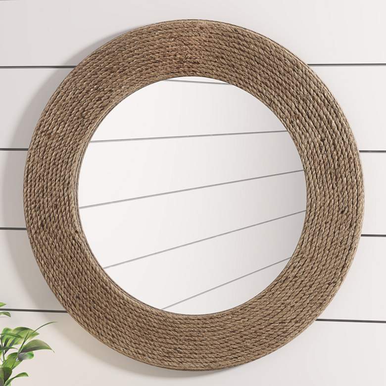 Image 1 Cove Natural Jute Rope 26" Round Wall Mirror