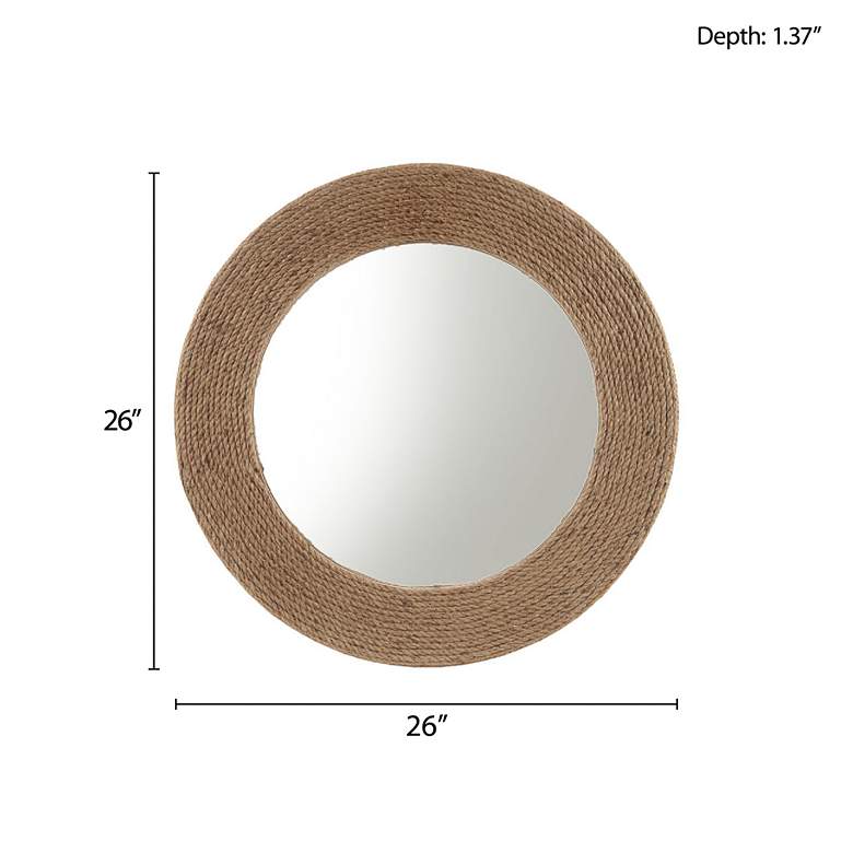 Image 6 Cove Natural Jute Rope 26" Round Wall Mirror more views