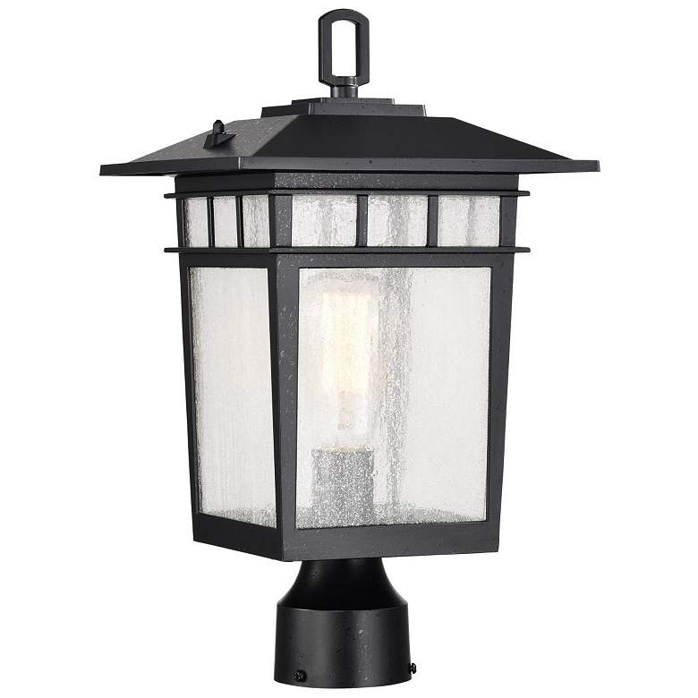 Image 1 Cove Neck Outdoor Large Post Lantern; 1 Light; Textured Black Finish