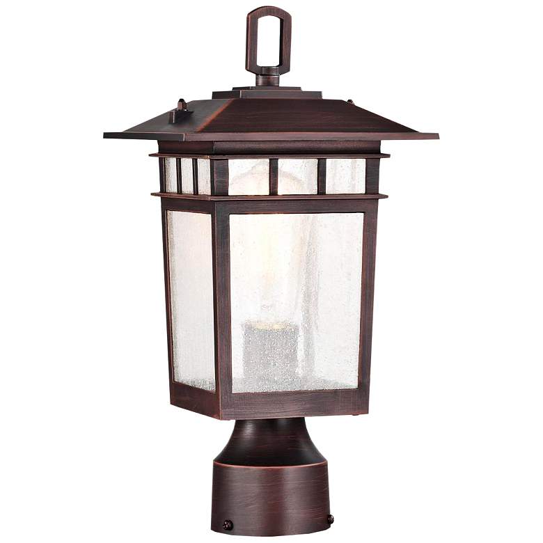 Image 2 Cove Neck Outdoor Small Post Lantern; 1 Light; Rustic Bronze