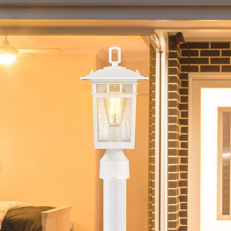 Image 2 Cove Neck Outdoor Small Post Lantern; 1 Light; White Finish