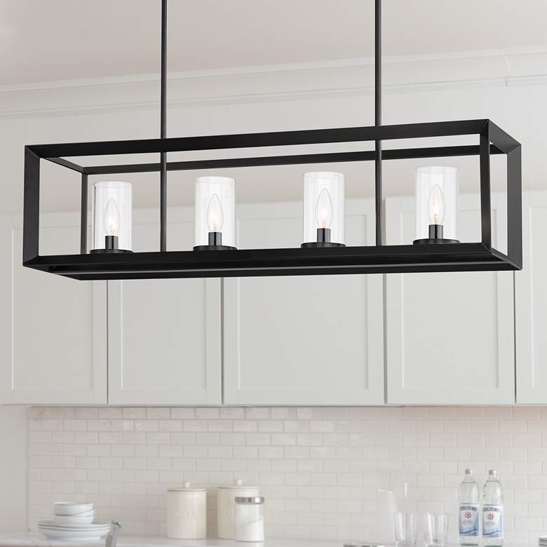 Image 1 Cove Point 34 1/2"W Gloss Black 4-Light Island Chandelier
