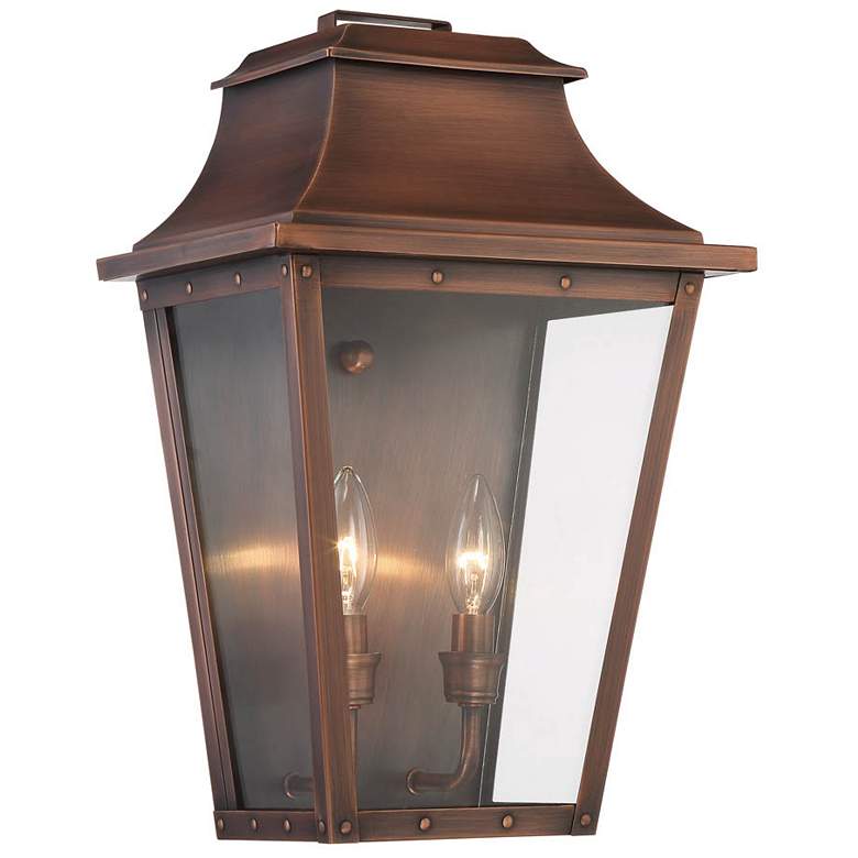 Image 1 Coventry 17 1/4"H Copper Patina 2-Light Outdoor Wall Light