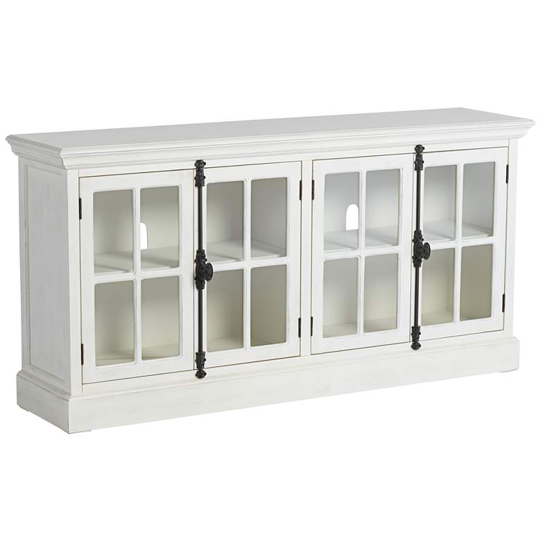 Image 3 Coventry 72 inch Wide White TV Media Console with Glass Doors