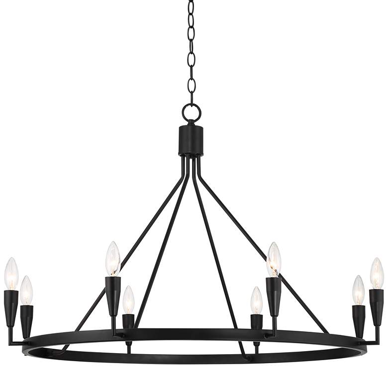 Image 2 Covey 35 3/4 inch Wide Semi Gloss Black 8-Light Ring Chandelier