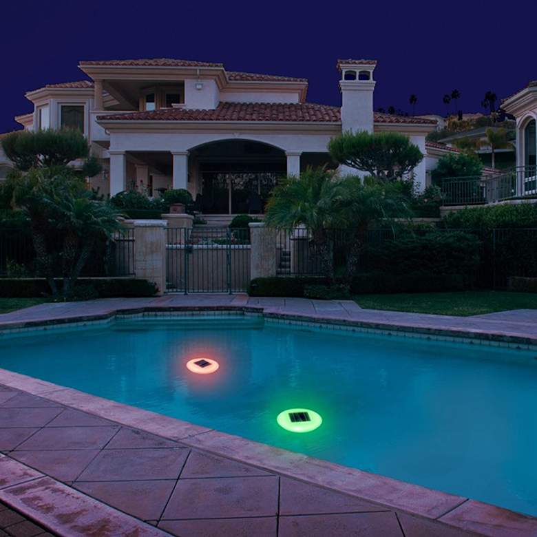 Image 2 Covey 9" Wide Multi-color LED Pool Lights Set of 2 more views