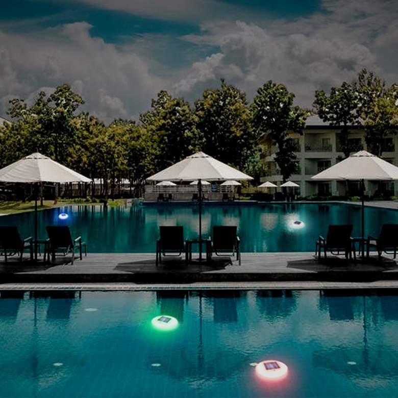Image 3 Covey 9" Wide Multi-color LED Pool Lights Set of 2 more views