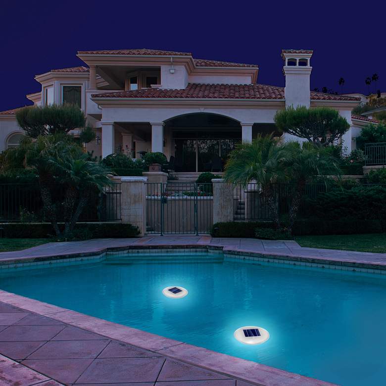 Image 4 Covey 9" Wide White LED Pool Lights Set of 2 more views