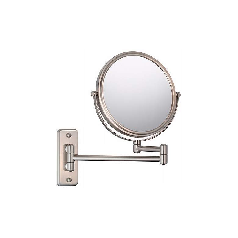 Image 2 Coving Brushed Nickel 5X Magnified Round Makeup Wall Mirror