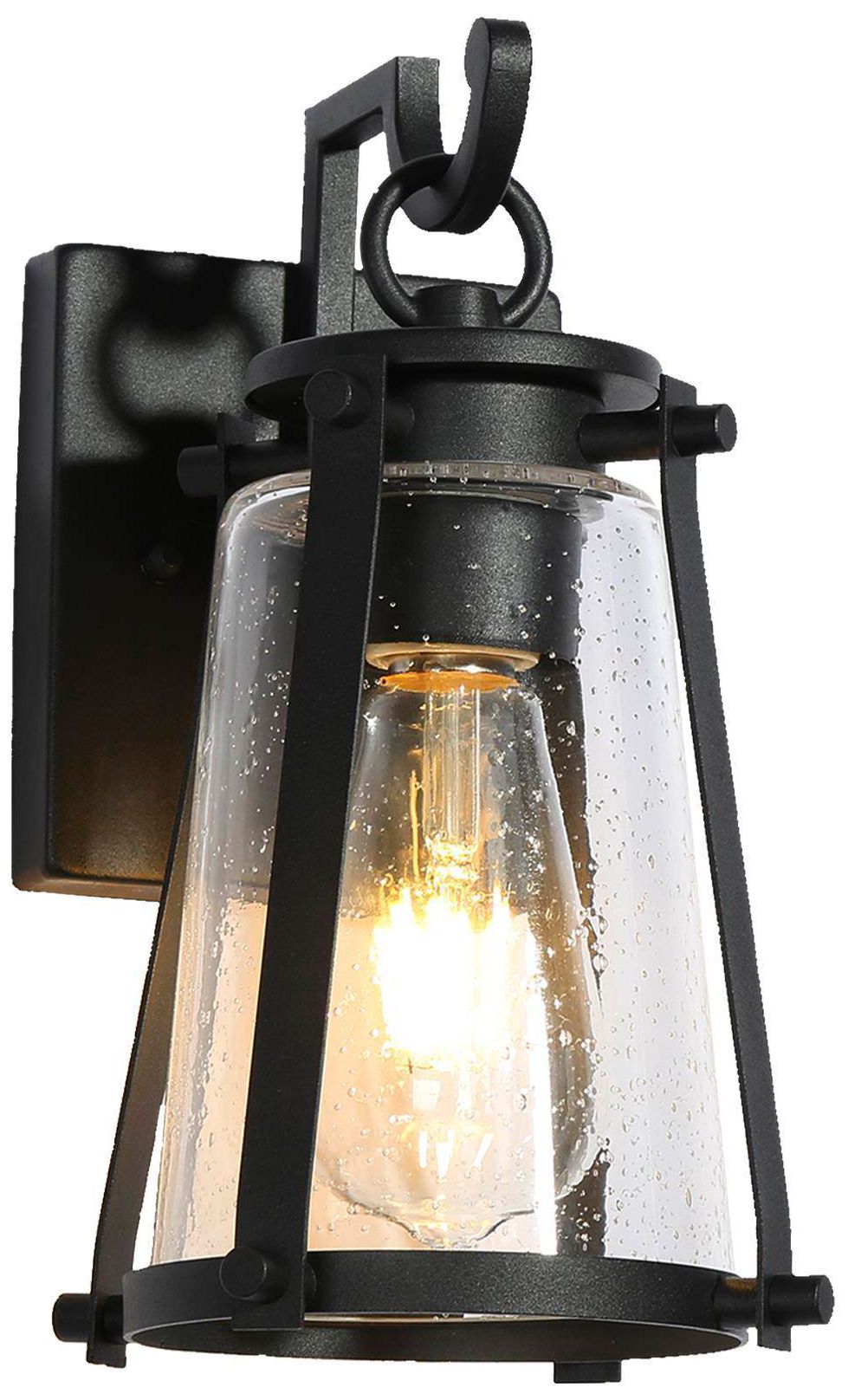 Thumbnail1 of Covington 10 1/2" High Black Clear Seeded Glass Outdoor Wall Light