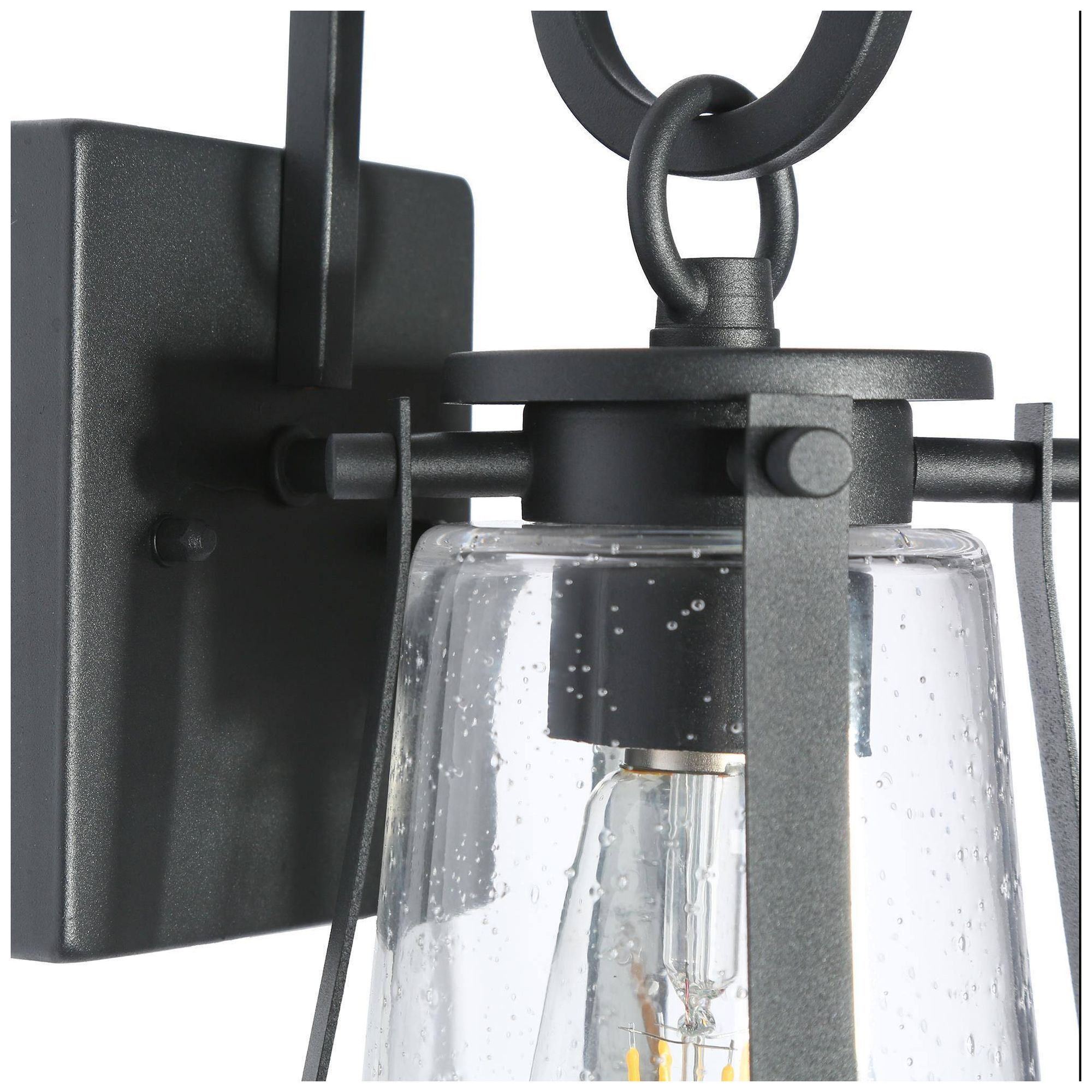 Thumbnail3 of Covington 10 1/2" High Black Clear Seeded Glass Outdoor Wall Light more views