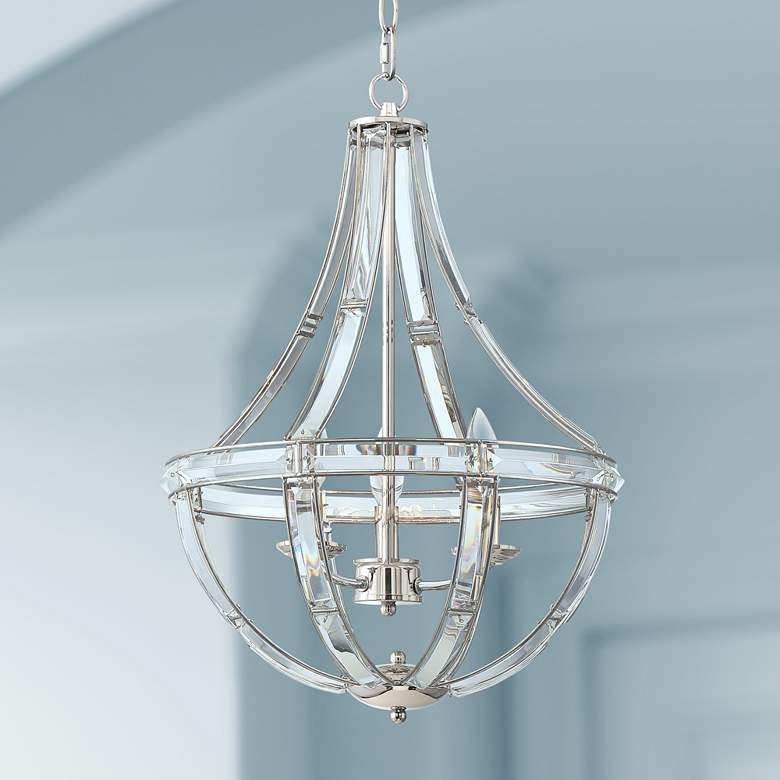 Image 1 Covington 16 inch Wide Chrome and Clear Glass 3-Light Pendant