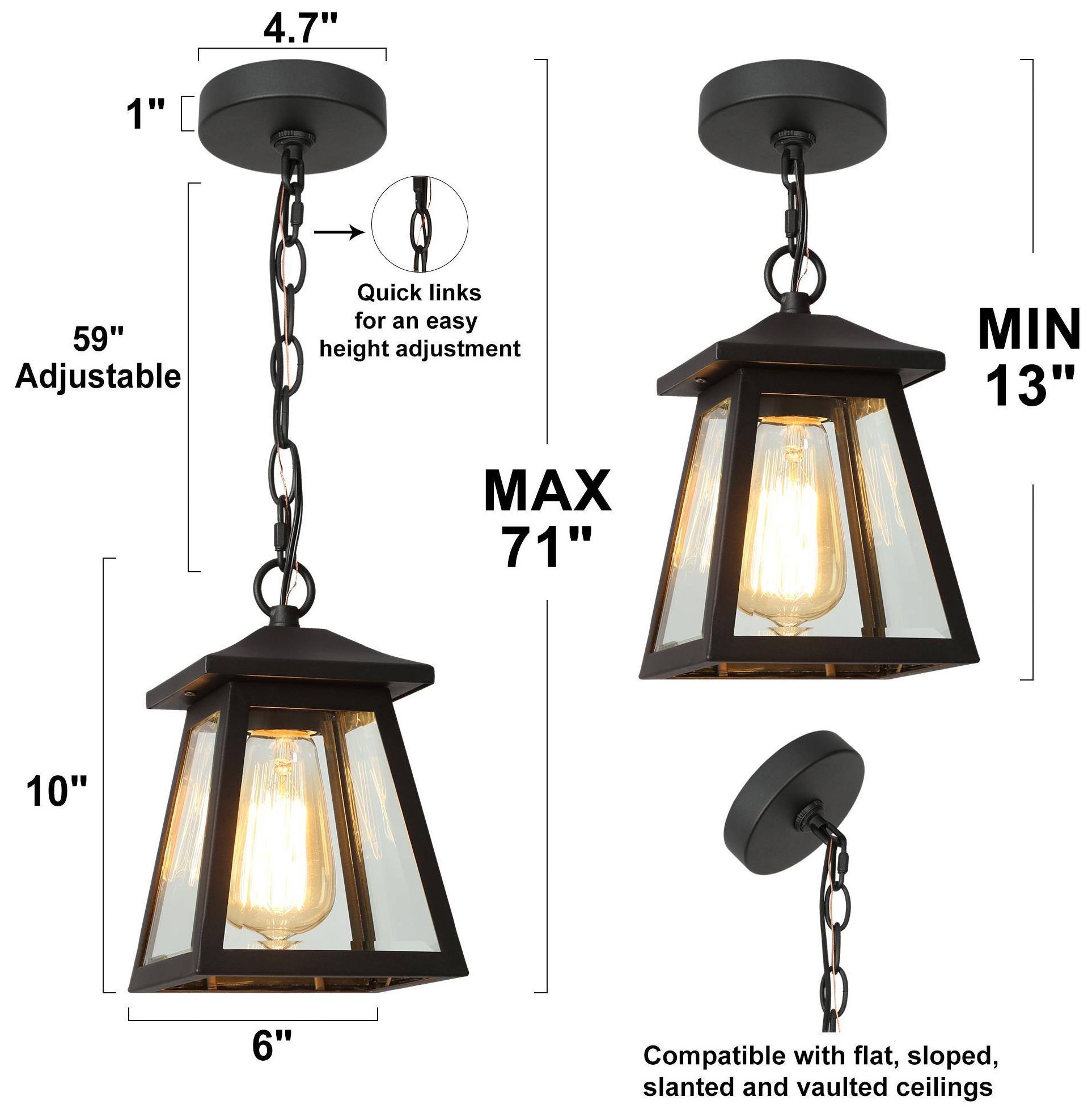 Image 3 Covington 6" Wide Black Clear Glass Outdoor Hanging Pendant more views