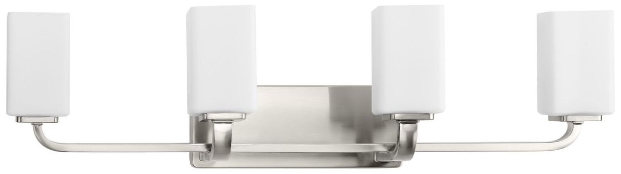Cowan Collection Four-Light Modern Etched Opal Glass Bath Vanity Light