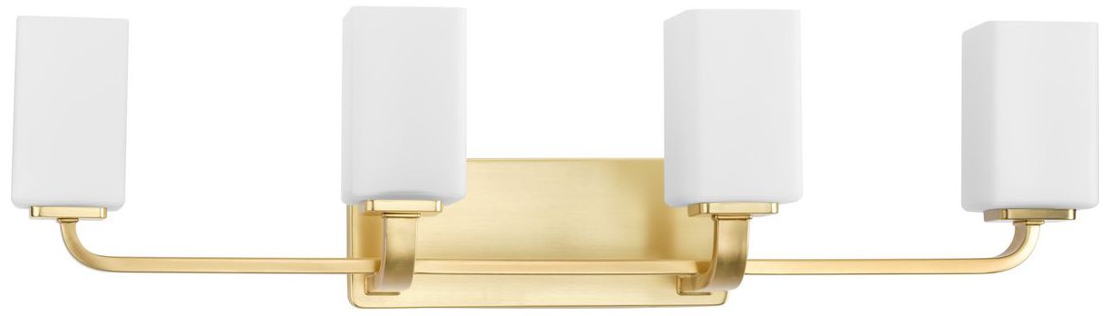 Cowan Collection Four-Light Modern Etched Opal Glass Bath Vanity Light