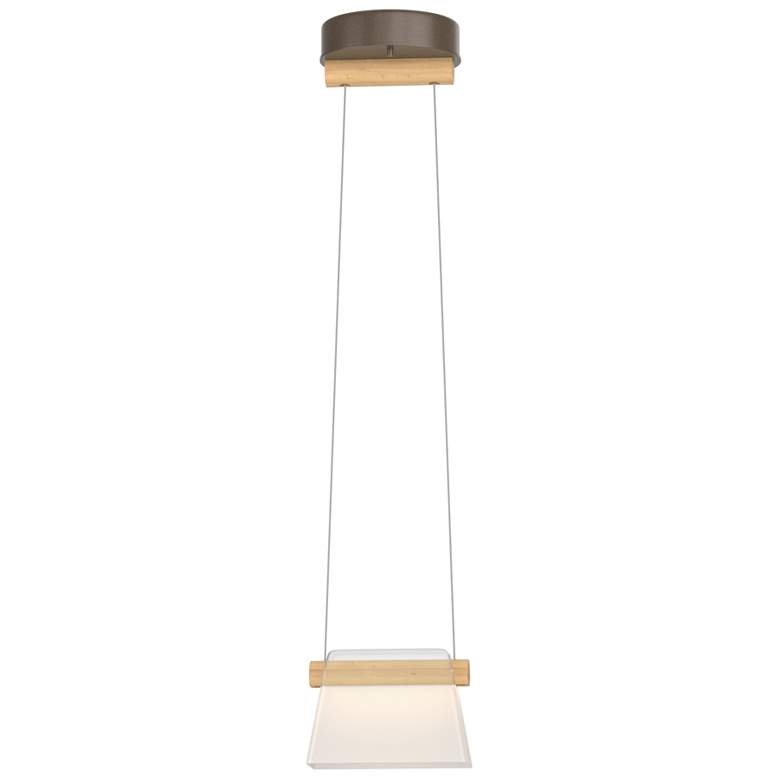 Image 1 Cowbell 6 1/4" Wide Bronze Frosted Glass LED Mini Pendant
