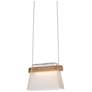 Cowbell LED Mini Pendant - Black - Wood Accents - Clear Glass - Standard