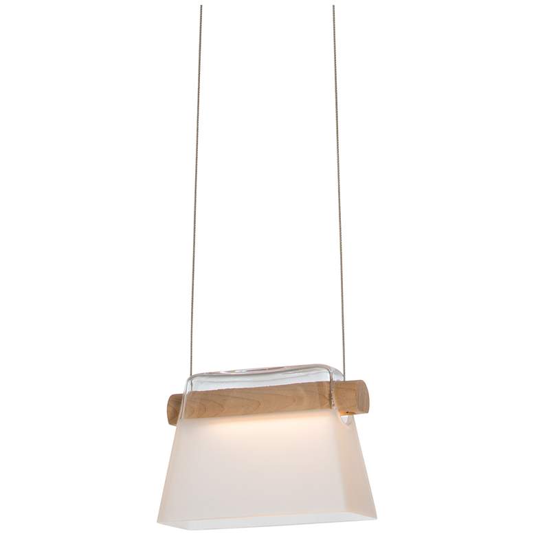 Image 1 Cowbell LED Mini Pendant - Black - Wood Accents - Clear Glass - Standard
