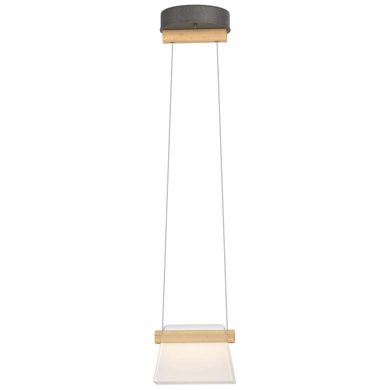 Image 1 Cowbell LED Mini Pendant - Natural Iron - Maple Wood - Frosted Diffuser