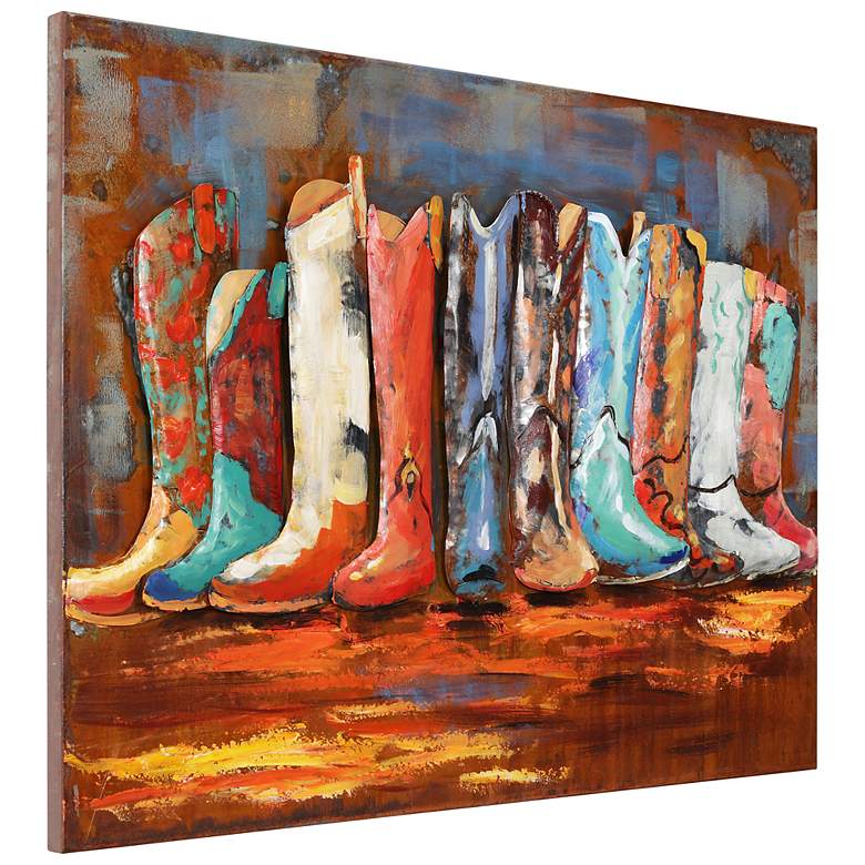 Image 2 Cowboy's Boots Mixed Media Iron Hand Painted 3D Wall Art more views