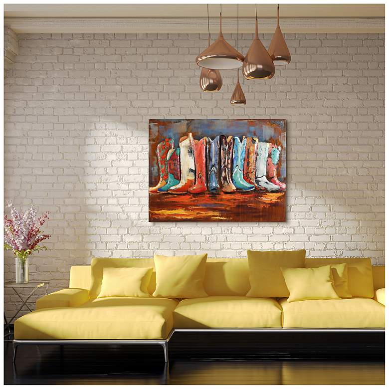 Image 3 Cowboy's Boots Mixed Media Iron Hand Painted 3D Wall Art more views