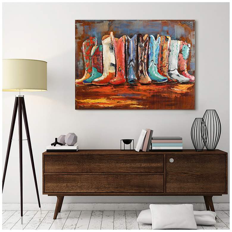Image 4 Cowboy's Boots Mixed Media Iron Hand Painted 3D Wall Art more views