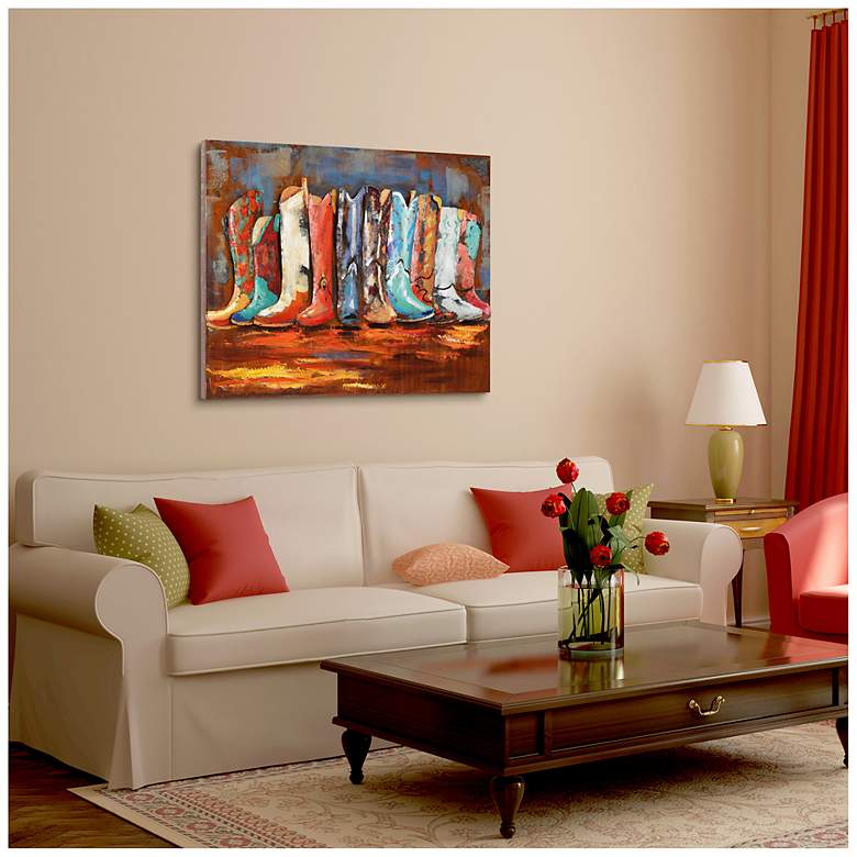 Image 5 Cowboy's Boots Mixed Media Iron Hand Painted 3D Wall Art more views