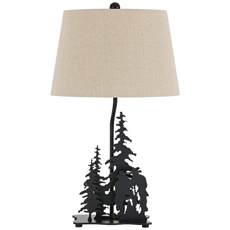 Image 1 Cowboys in Forest Dark Bronze Laser-Cut Metal Table Lamp