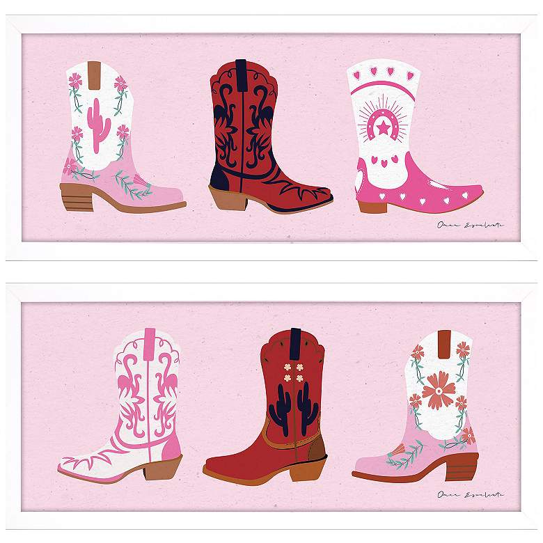 Image 1 Cowgirly 25"W x 11"H Framed Art Set of 2
