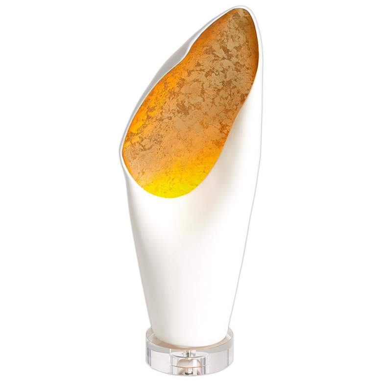 Image 1 Cowl Lamp-White w/Gold Leaf-Sm