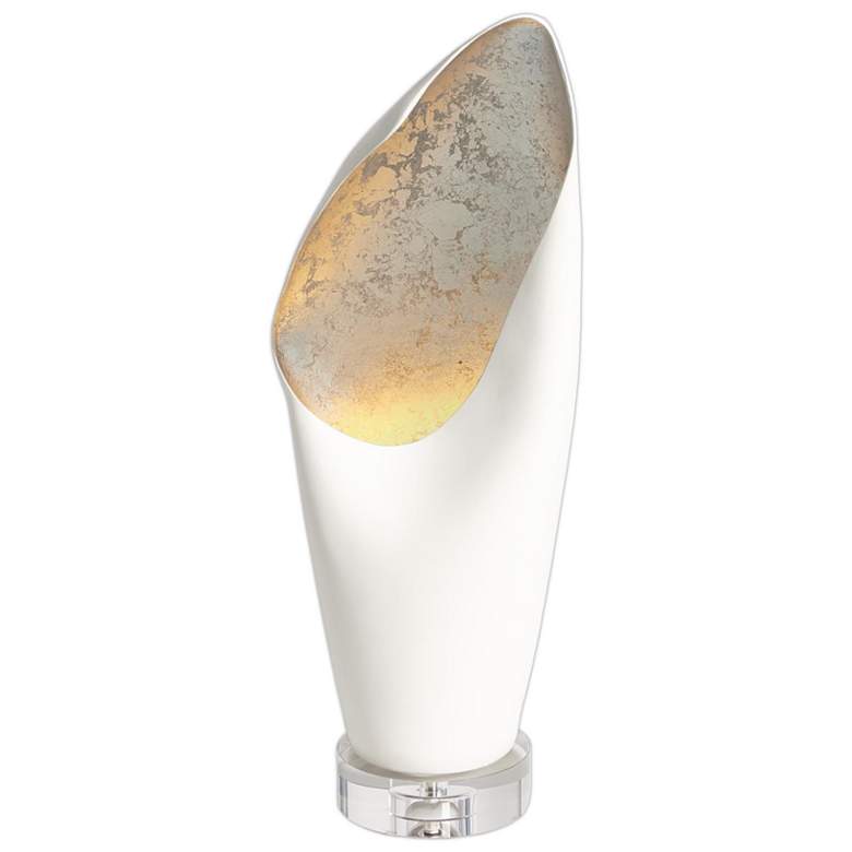 Image 1 Cowl Lamp-White w/Silver Leaf-Sm