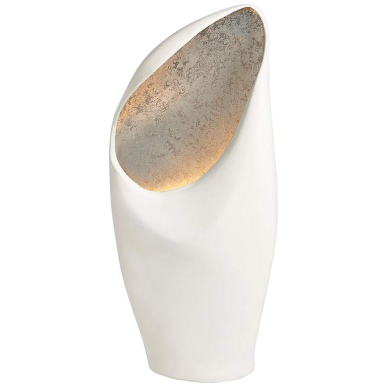 Image 1 Cowl White and Silver Leaf Ceramic Floor Lamp