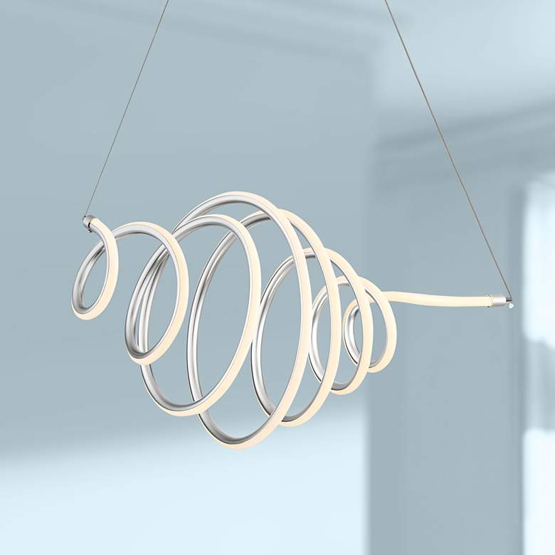 Image 1 Coyle 29 inch Wide Anodized Silver LED Swirl Pendant Light