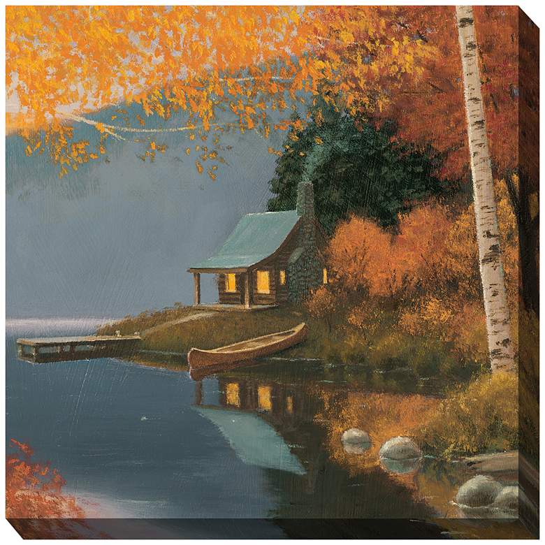 Image 2 Cozy Cabin 24" Square Outdoor Canvas Wall Art
