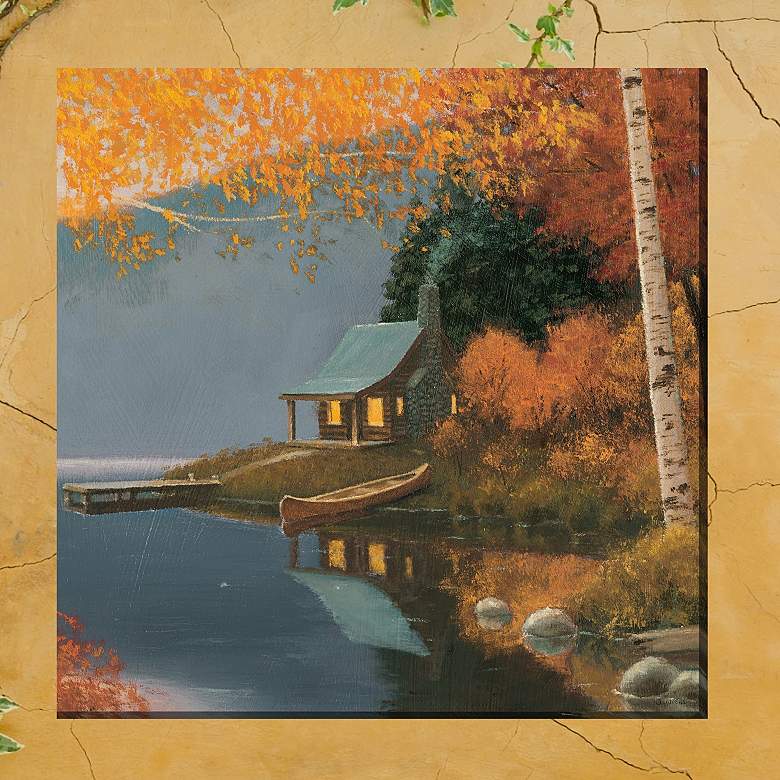 Image 1 Cozy Cabin 24" Square Outdoor Canvas Wall Art