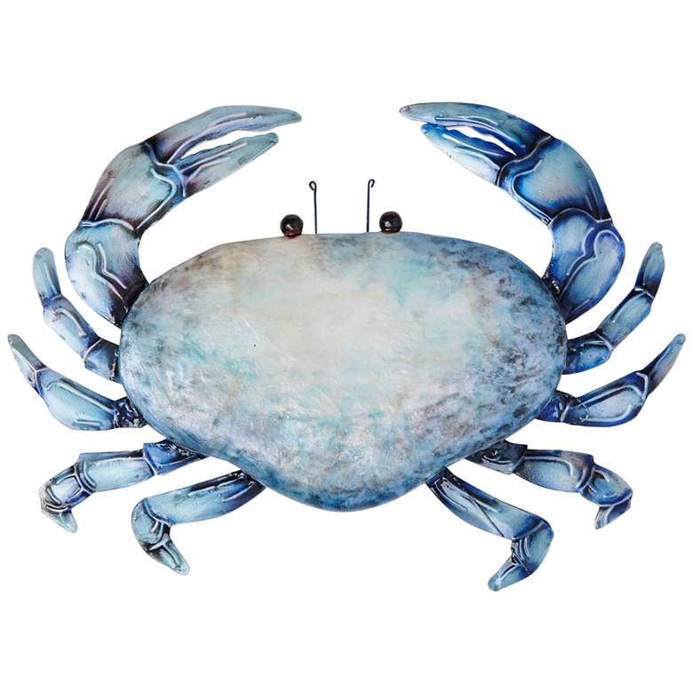 Image 1 Crab 22 inch Wide Blue Metal Wall Decor