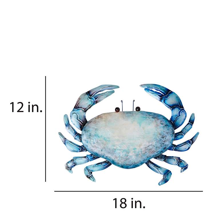Image 4 Crab 22 inch Wide Blue Metal Wall Decor more views