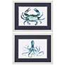 Crab Octopus 26" Wide 2-Piece Framed Wall Art Set